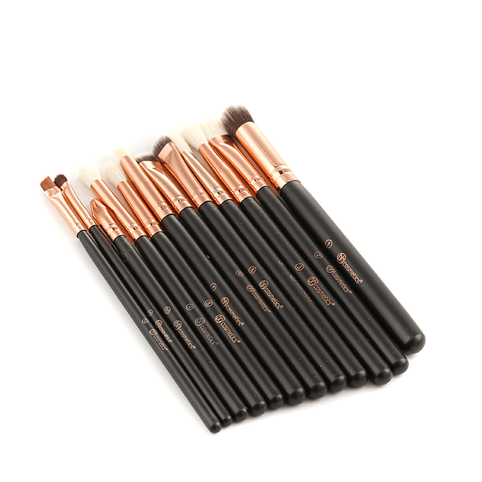 BH Cosmetics Eyes Brush Set - 12 Piece with Case - Brown